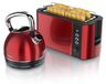 Arendo ontbijtset, 2-delig, waterkoker VINTAGE, broodrooster FRUKOST, metallic rood
