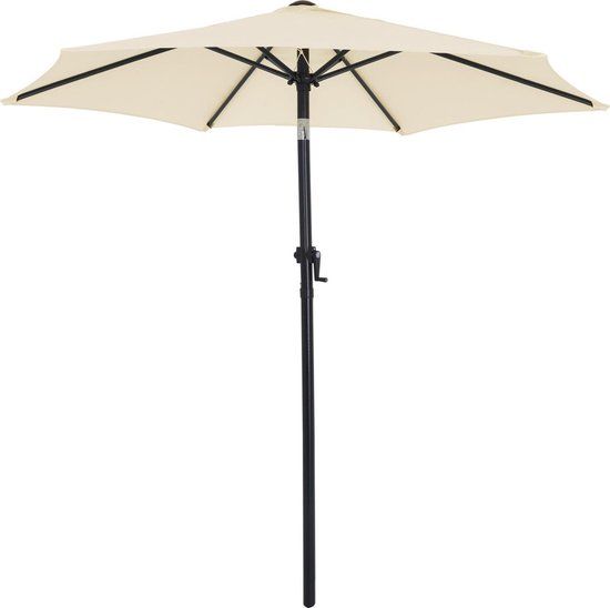 Kingsleeve Parasol 200cm - Beige - Rond - Met Zwengel en Kantelmechanisme