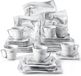 MALACASA, AMPARO, service de 30 pièces, aspect marbre, porcelaine, set combiné, service pour 6 personnes