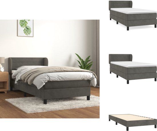 vidaXL Boxspring met matras fluweel donkergrijs 90x190 cm