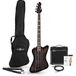 Gear4Music Harlem Z Basgitaar + 15 W Versterkerpakket, Trans Black
