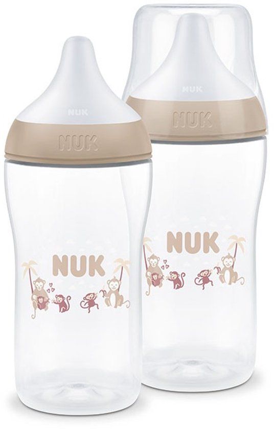 NUK Perfect Match Babyflessen | 3+ Maanden | 260ml | Anti-Koliek Voedingsfles | PP | Temperatuurcontrole Indicator | Aap | 2 Stuks