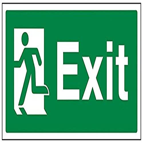 Vsafety Exit Schild 450x150 Mm - Linksweisend, Grün/weiß, Nachleuchtend Für Notausgänge (EN ISO 7010)