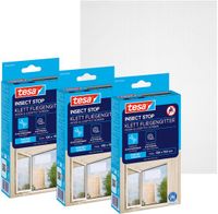 tesa INSECT STOP H&L Fly Screen for Window - hor met klittenband, op maat snijden, zonder boren, wit - 3x 130 x 150 cm