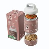 monbento - Boîte à lunch Thermos pour enfants téléphone portable cannelle Fox - boîte à lunch 500 ml avec 2 niveaux - bento en acier inoxydable 2-en-1 garde au chaud et au froid - sans BPA - parfait pour l'école et les sorties