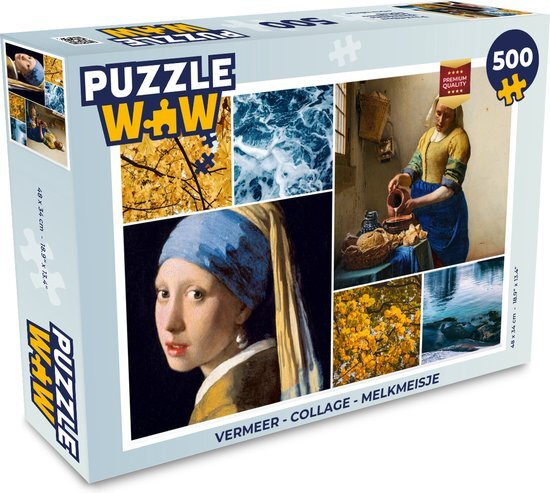 MuchoWow Puzzel Vermeer - Collage - Melkmeisje - Legpuzzel - Puzzel 500 stukjes