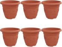 vidaXL Pot de fleurs rond 6 pcs Rouge brique Ø 26 x 21.5 cm Plastique