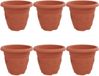 vidaXL Pot de fleurs rond 6 pcs Rouge brique Ø 26 x 21.5 cm Plastique