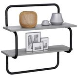 vidaXL Wandplank met 2 niveaus Grijs Sonoma 40 x 24,5 x 61 cm