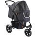 MY DUQUE COOPER Hundewagen & Haustier Buggy bis 32 kg mit Ablagekorb für Einkäufe, einfach faltbar, 3-Fach höhenverstellbar, Soft Touch Griffe, reflektierend und im modernes Design in schwarz