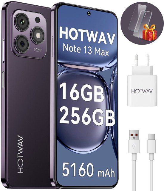 Hotwav Note 13 Max Smartphone - Paars - 256GB - 6GB RAM - 5160mAh - 4G Dual SIM - Android 14
