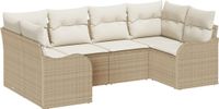 vidaXL Tuinbank Set met kussen 6 pcs Beige Poly rattan