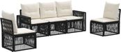 vidaXL Tuinbank - Set - 5 zitplekken - Zwart en Crèmewit - Polyrattan