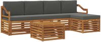 vidaXL Acacia Hout Bank Loungeset 5 Zitplaatsen Natuurlijk en Antraciet Inclusief Tafel