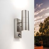 Ledvion - LED Wandlamp Incl. Sensor - GU10 IP44 - Grijs - RVS