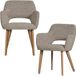 WOOOD Murat eetkamerstoel, set van 2, naturel, houten poten, fluwelen zitting