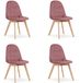 LEOBERT BORA Eetkamerstoelen – Set van 4 – Donkerroze Velvet – Beukenhouten Poten – Scandinavisch Design