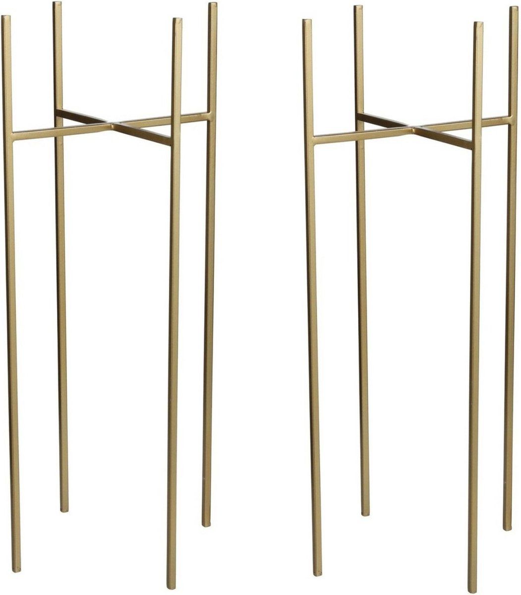 Mica Decorations - bloempot plantenstandaard/verhoger - goud - D18.5 x H55 cm - 2x