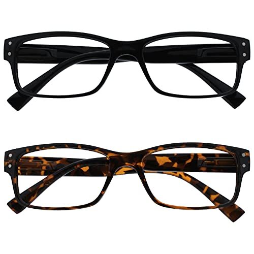 The Reading Glasses Company De leesbril bedrijf 2-pack heren zwart bruin schildpad grote designer stijl lezer veerscharnieren RR11-12 +2,50