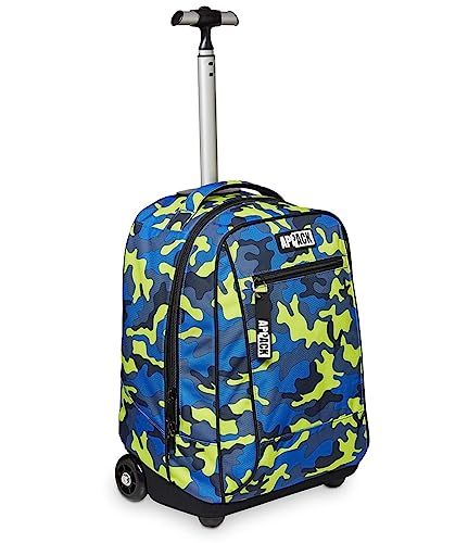 Appack Grote trolley voor school, blauw, 2-in-1, dubbel gebruik, rugzak met stevige trolley en crossoversysteem, reizen, kinderen jongens, Blauw, Eén maat, school