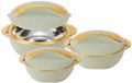 Azomor® Set van drie thermische schalen met deksel, vert