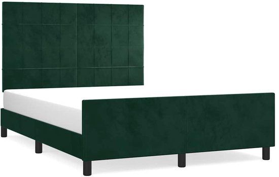 vidaXL Bedframe fluweel donkergroen 140x190 cm