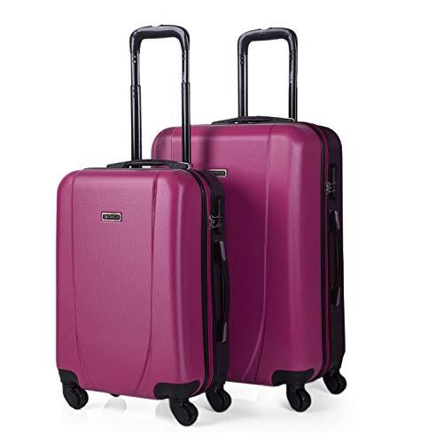 ITACA - Koffer Set - Koffers Set - Stevige kofferset 2 stuks - Reiskoffer Set. Set van 2 Trolley koffers (Handbagage Koffer, Middelgrote koffer). Kofferset Delige. Lichtgewicht koff, Fuchsia-Antraciet