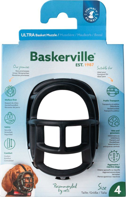 Baskerville Ultra Basket Muzzle Zwart - Hondenopvoeding - Nr 4 - Maat M - Blauw