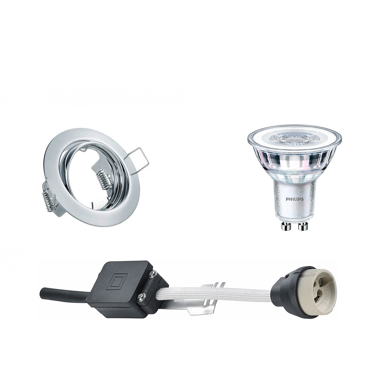 BES LED LED Spot Set - GU10 Fitting - Inbouw Rond - Glans Chroom - Kantelbaar Ø83mm - Philips - CorePro 840 36D - 3.5W - Natuurlijk Wit 4000K