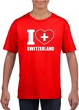 Bellatio Decorations Shoppartners Bv Rood I love Switzerland / Zwitserland supporter shirt kinderen - Zwitsers shirt jongens en meisjes 122/128