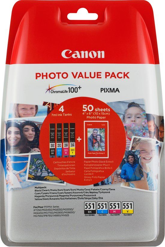 Canon CLI-551 Inktcartridge Multipack Zwart/Cyaan/Geel/Magenta