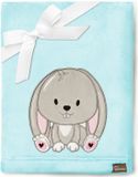 Be Mammy Babydeken - Dekbed - Kinderdeken - Wiegdeken - Dekentje Baby - 76 x 102 cm - Poeder blauw - konijn
