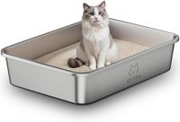 Merkloos Kattenbak Roestvrij staal, open model, 70 x 50 x 15 cm