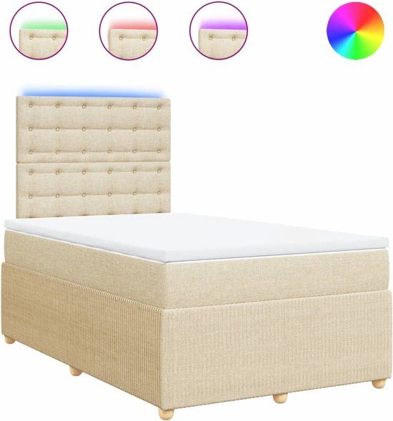 vidaXL Boxspring met matras stof crèmekleurig 120x200 cm