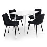 Vicco eettafelset "Beaver", Wit, 110 x 70 cm | met 4 stoelen, zwart