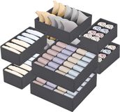 FAMKEEP Set van 8 ondergoedopbergdozen, garderobekast, opvouwbare ondergoedlade, garderobekastsysteem voor bh's, dassen, sokken, grijs