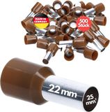 Kalitec 50 stuks AE2522BR adereindhulzen geïsoleerd 25mm² 22mm lang bruin