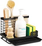 Merkloos / Sans marque Gootsteenorganizer, keukengootsteenorganizer, roestvrij staal, spoelbak, afwasmiddelorganizer met afdruiprek, spoelorganizer, spoeldoekhouder, sponshouder keuken, keukenorganizer, Zwart