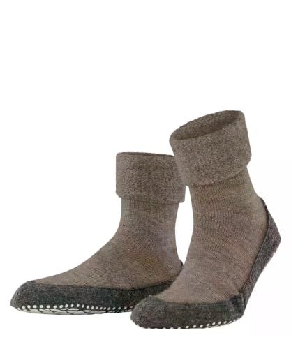 FALKE Cosyshoe Noppen op de zool wol huissokken heren bruin - maat 37-38
