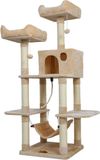 Poteau griffoir pour chat - tour d'escalade à plusieurs niveaux pour chats - 145 cm - beige - peluche