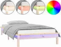 vidaXL Bedframe LED massief hout 90x190 cm