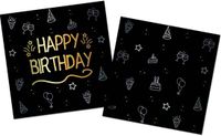 Folat Servetten Shining Glam Happy Birthday - 16 stuks - 33 x 33 cm