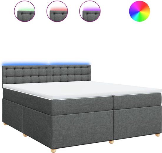 vidaXL Boxspring met matras stof donkergrijs 200x200 cm