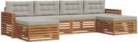 vidaXL - Acacia houten loungeset - 6 zitplaatsen - Natuurlijk en lichtgrijs