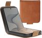 Rosso Deluxe Echt Leer Hoesje Geschikt voor Samsung Galaxy Z Flip 8 | Ruimte voor drie pasjes | Portemonnee Book Case | Met Pasjeshouder | Bruin
