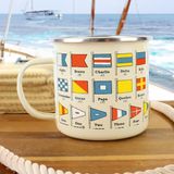 Gift Republic Emaille Mok Met Nautische Vlaggen