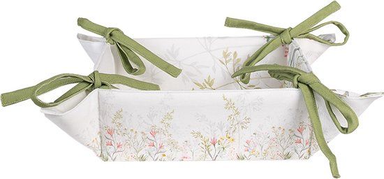 Clayre & Eef Broodmand 35x35x8 cm - Wit Katoen Bloemen