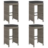 VidaXL Tuinbarkrukken met kussens 6 st poly rattan grijs