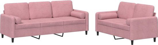 vidaXL 2-delige Loungeset met kussens fluweel roze