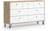Vicco Nizza Dressoir – 140.2 x 82.6 cm avec 7 tiroirs Artisanal/Blanc
